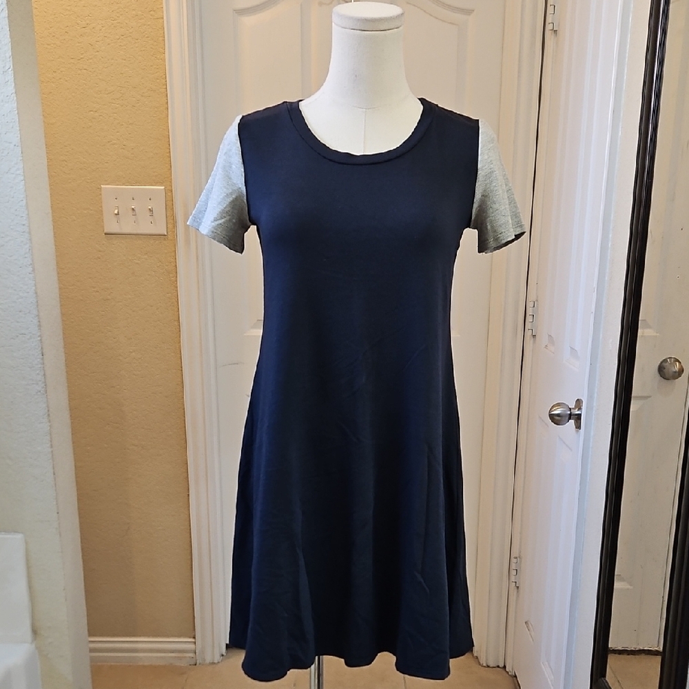 LA Relaxed Navy and Gray Mini T Shirt Dress Size XS